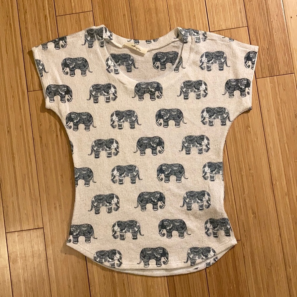 Gaze elephant pattern T shirt